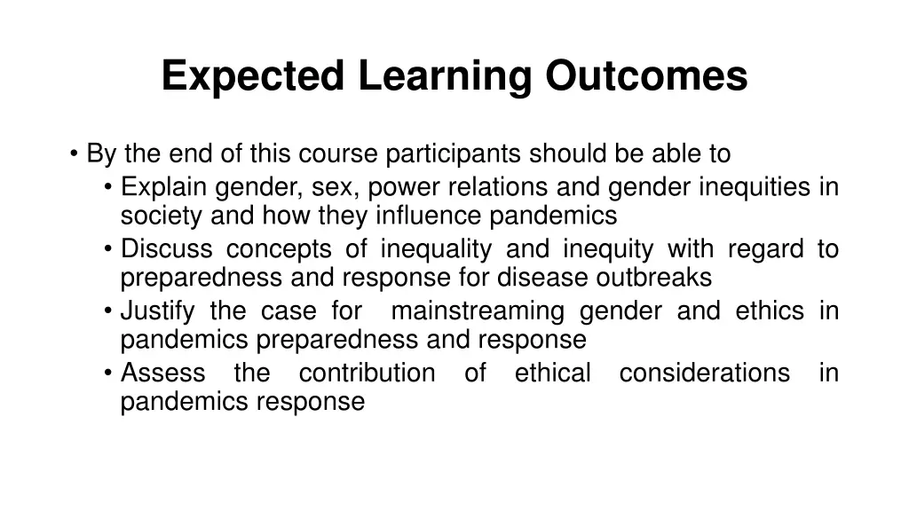 expected learning outcomes