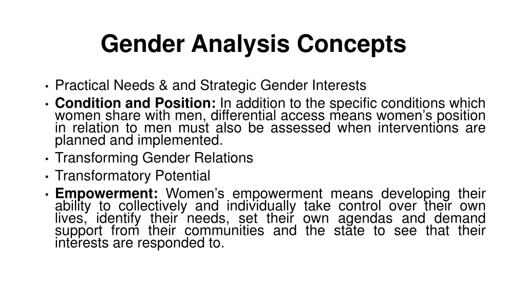 gender analysis concepts
