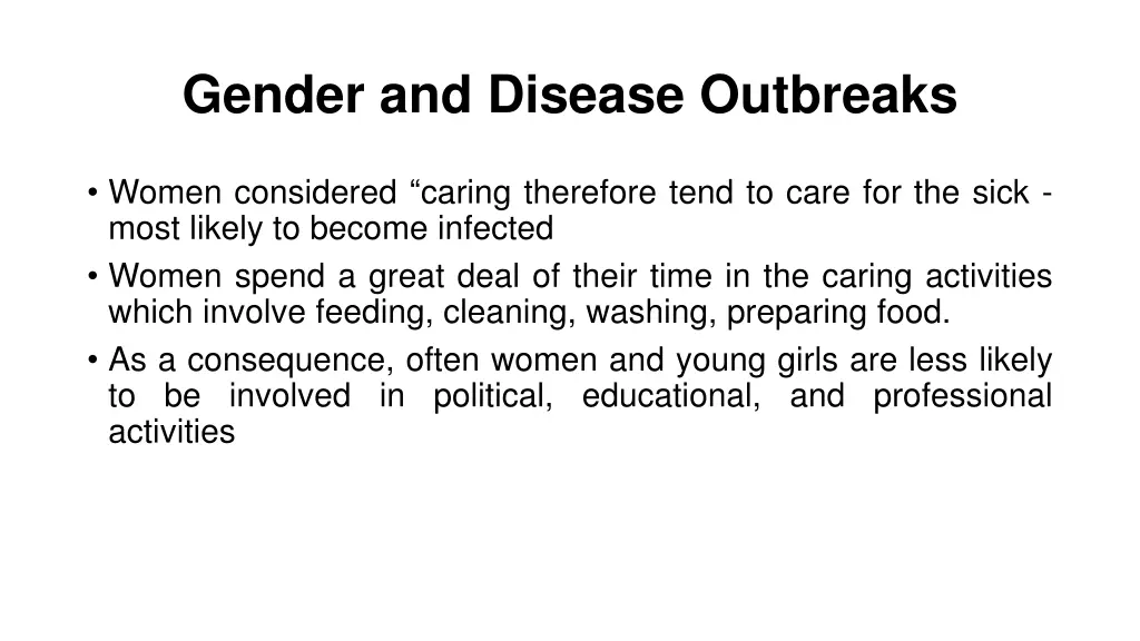 gender and disease outbreaks