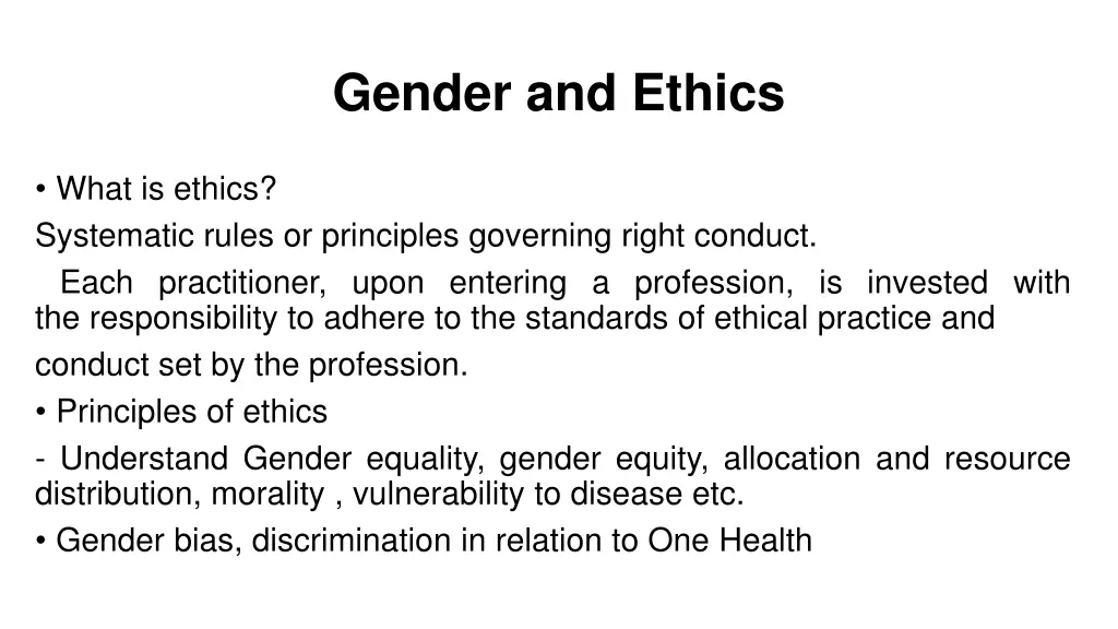 gender and ethics