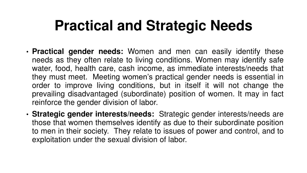 practical and strategic needs
