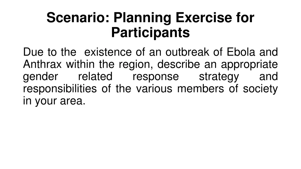 scenario planning exercise for participants