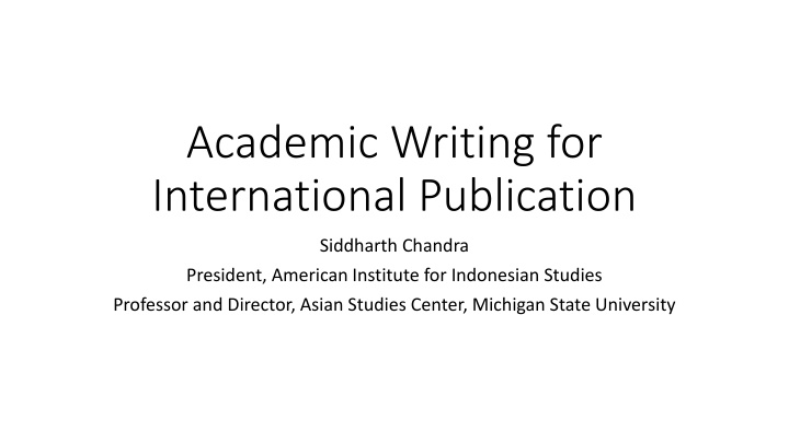 academic writing for international publication