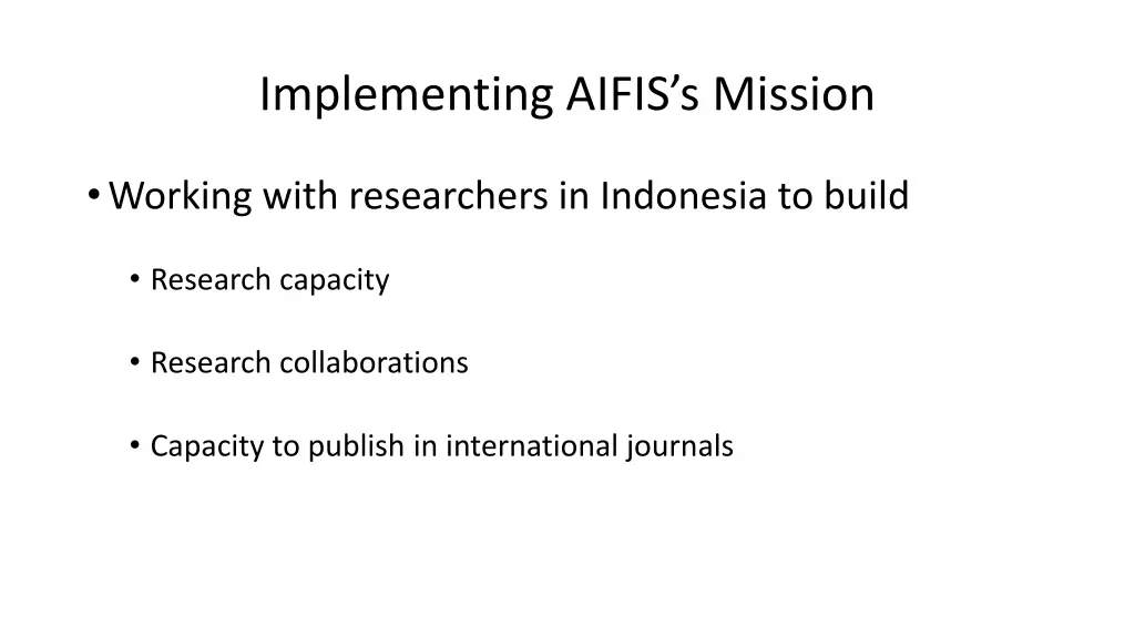 implementing aifis s mission