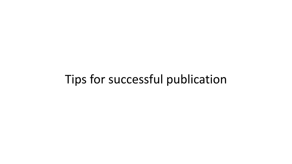 tips for successful publication