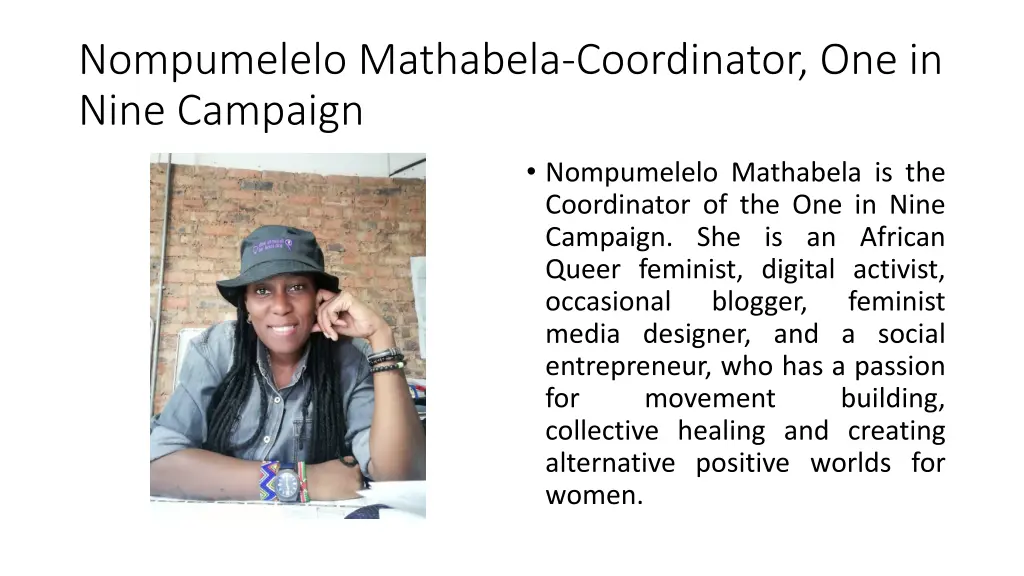 nompumelelo mathabela coordinator one in nine
