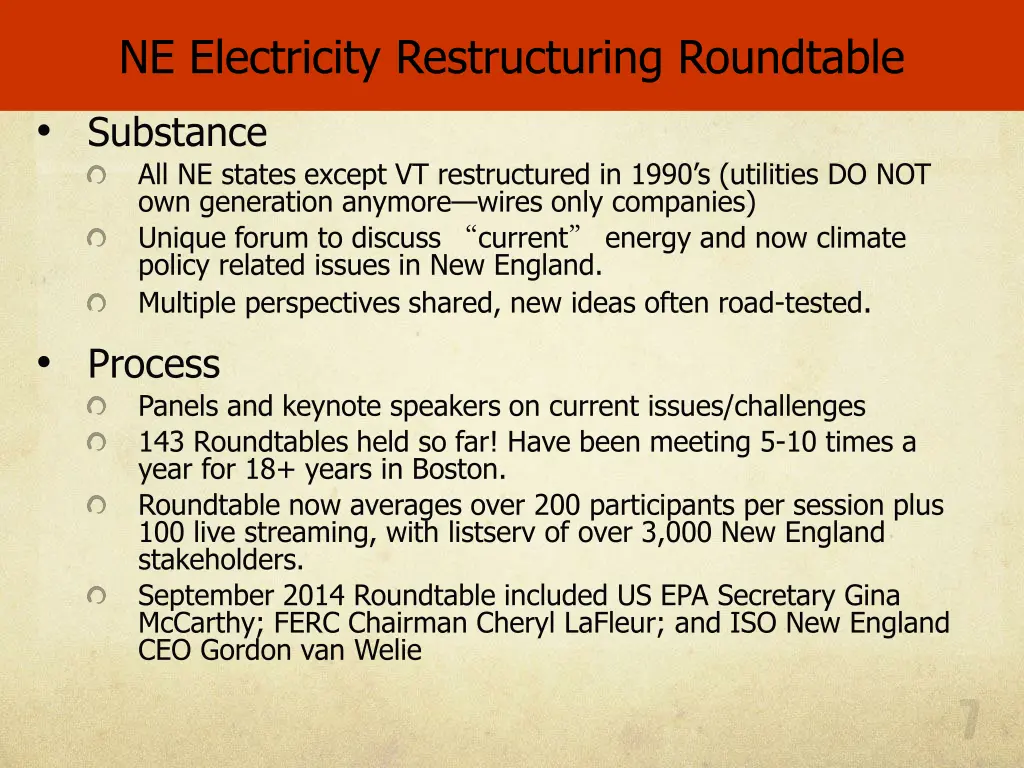 ne electricity restructuring roundtable