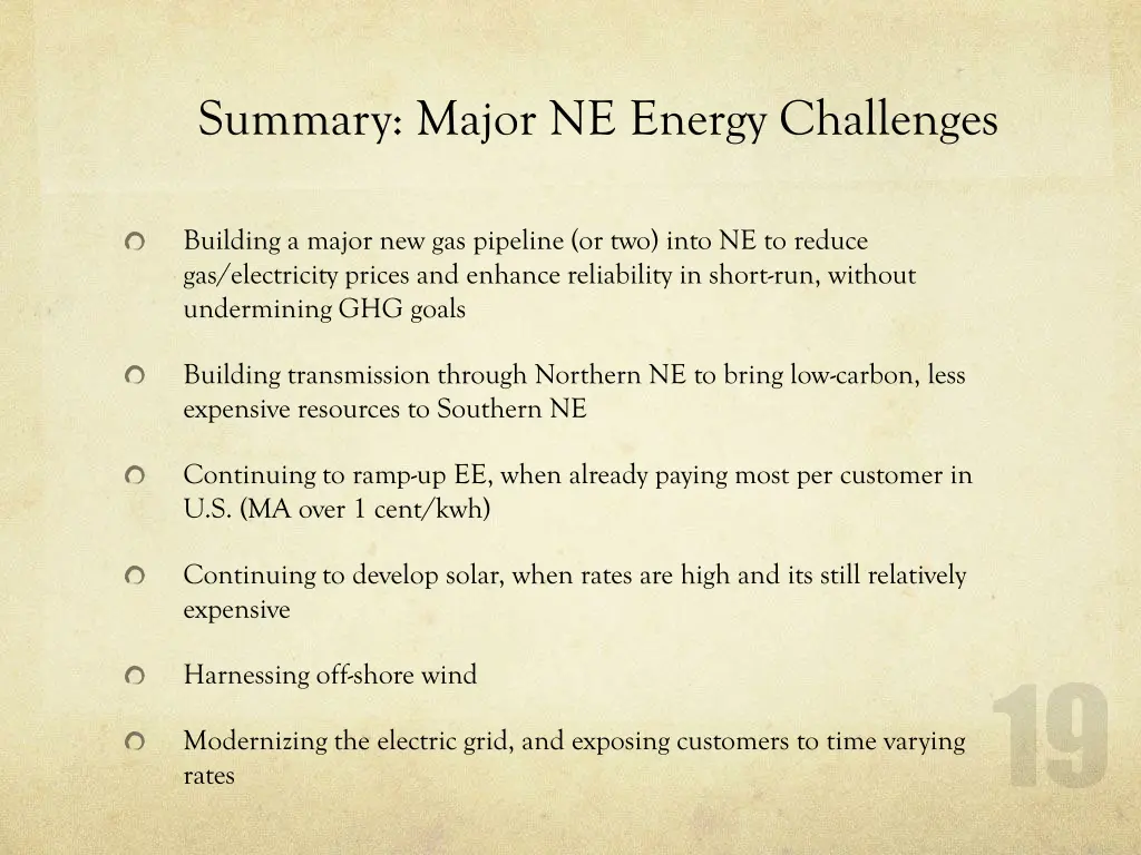 summary major ne energy challenges