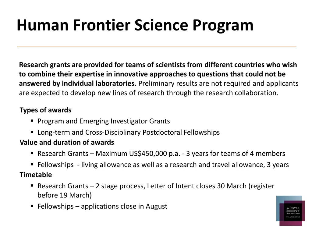 human frontier science program 1