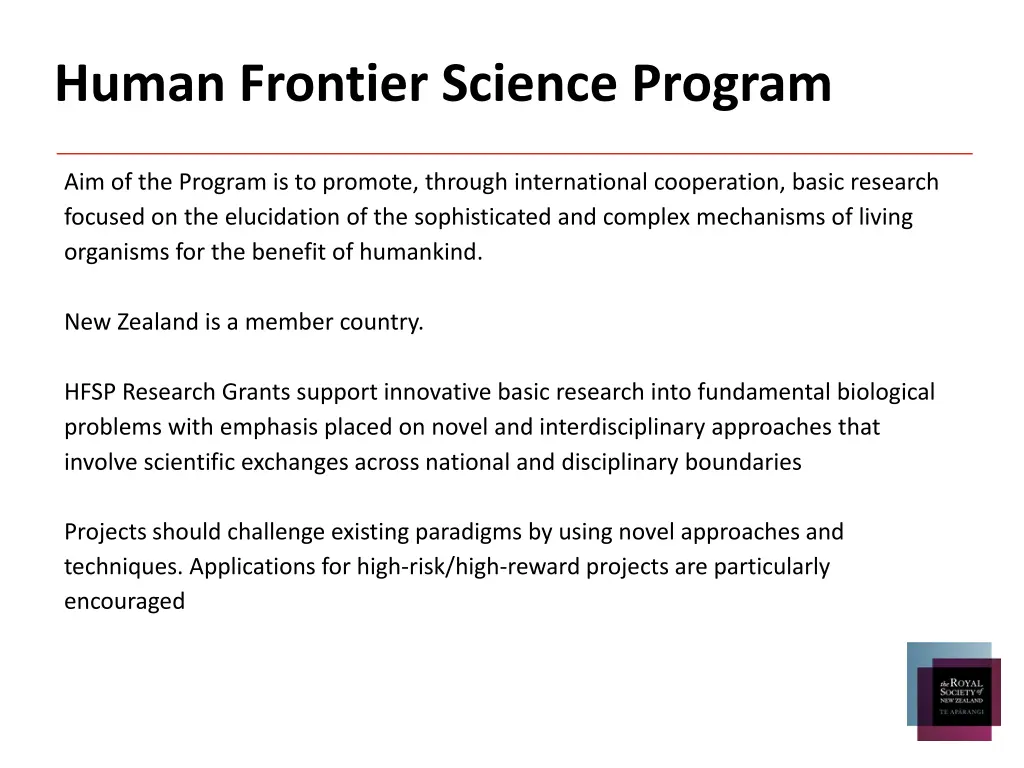 human frontier science program