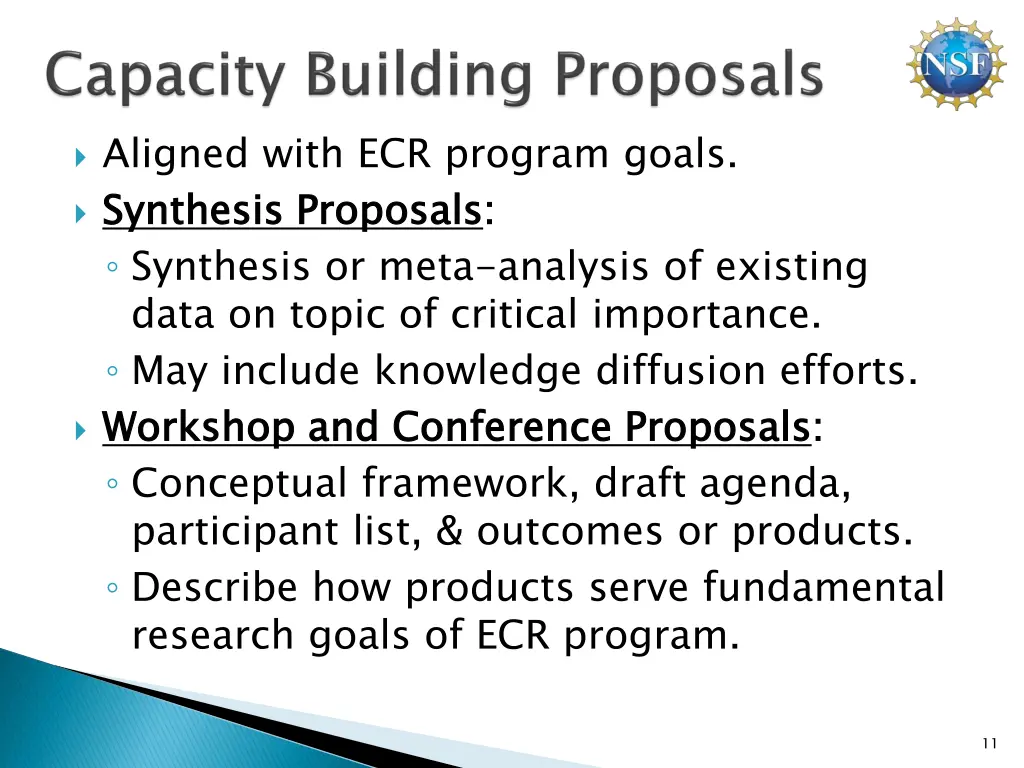 aligned with ecr program goals synthesis