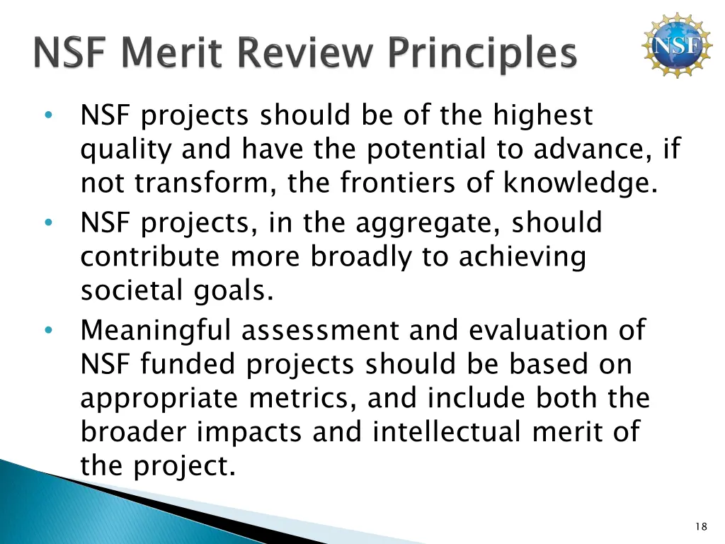 nsf projects should be of the highest quality
