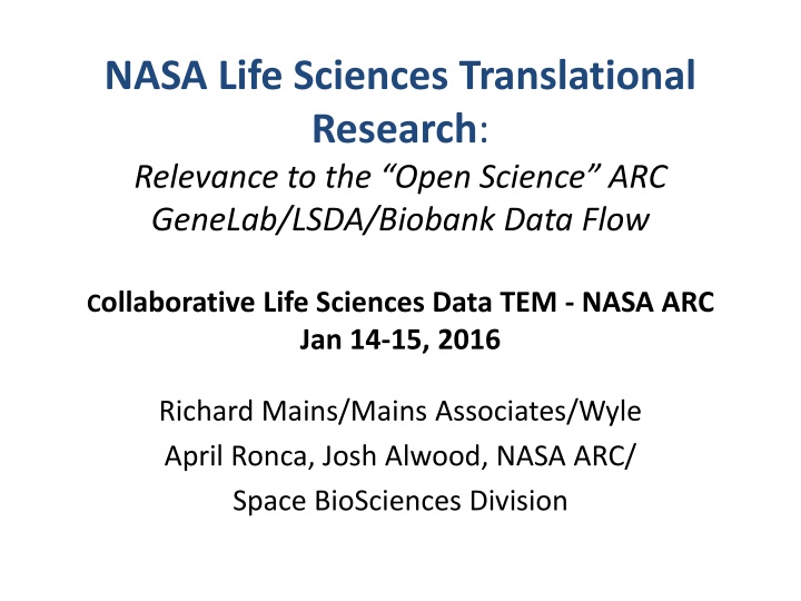 nasa life sciences translational research