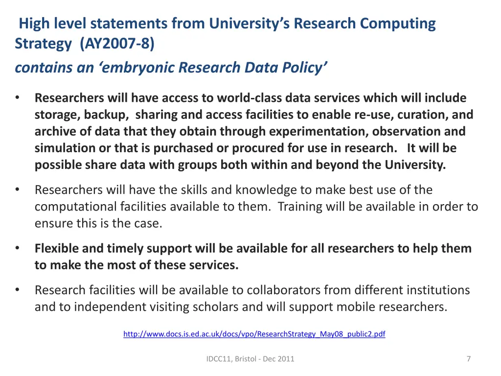 high level statements from university s research