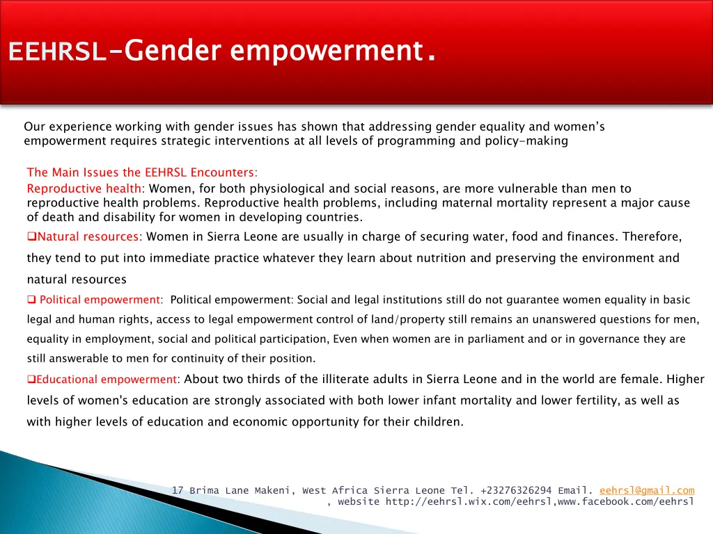eehrsl eehrsl gender empowerment