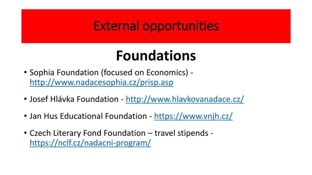 external external opportunities opportunities