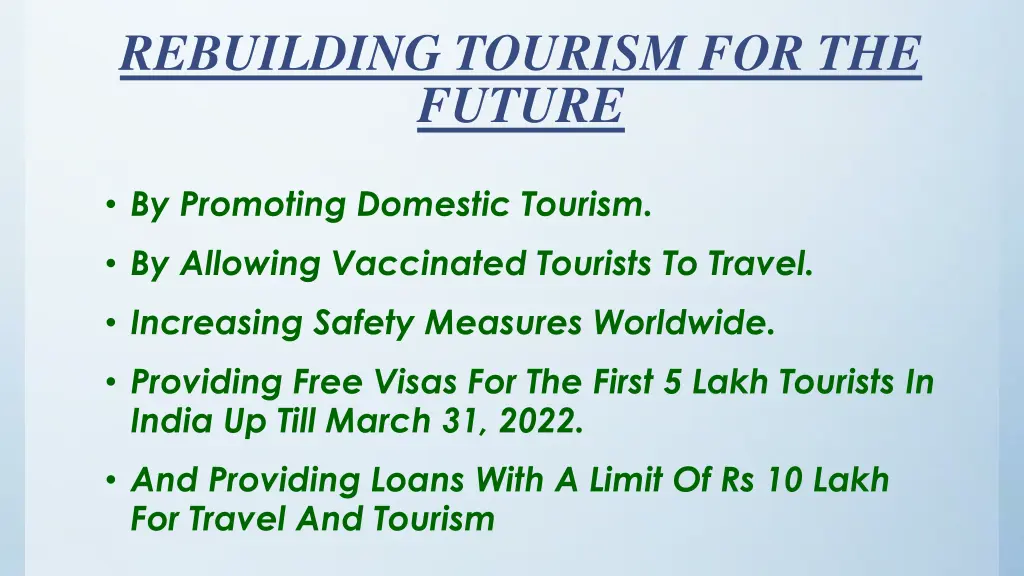 rebuilding tourism for the future