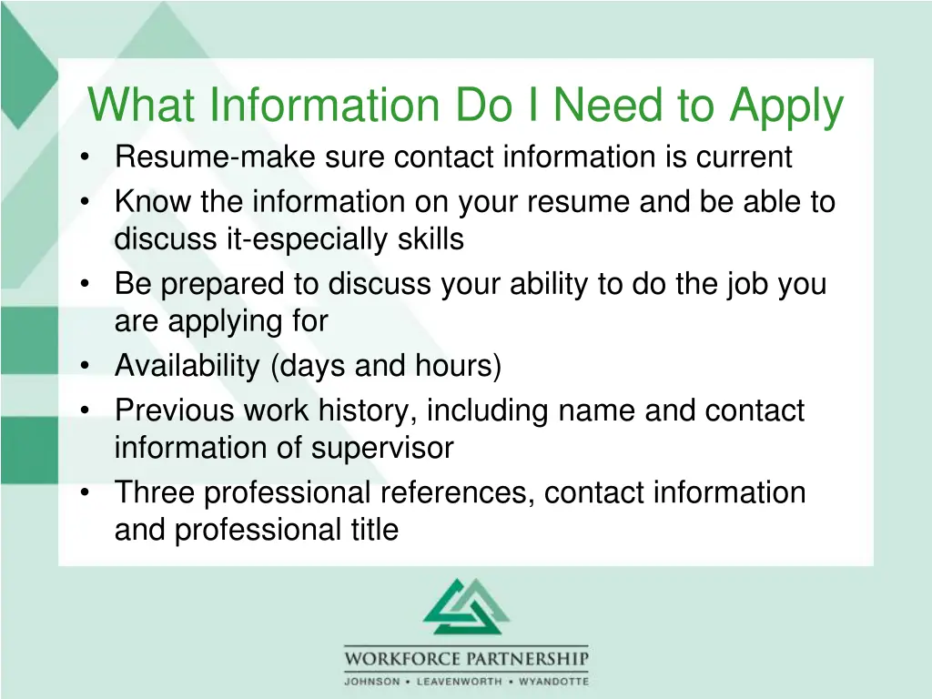 what information do i need to apply resume make