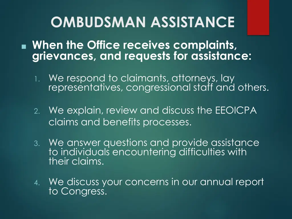 ombudsman assistance