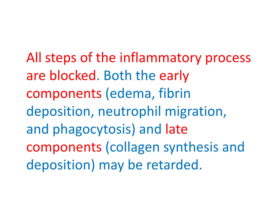 all steps of the inflammatory process are blocked