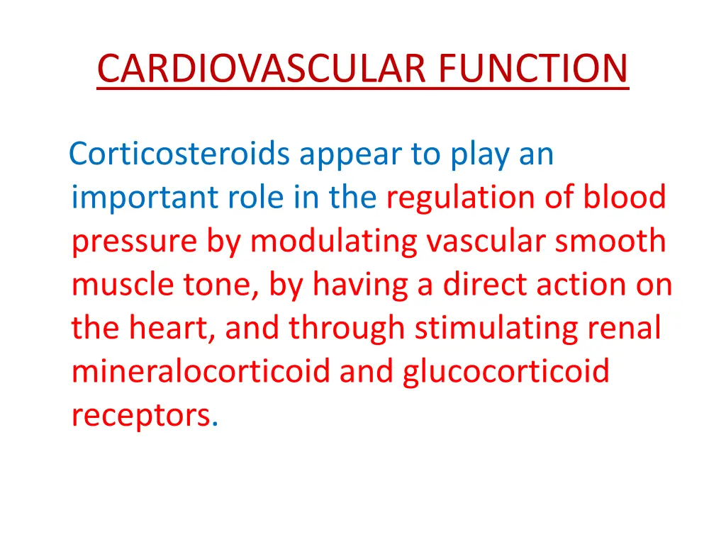 cardiovascular function
