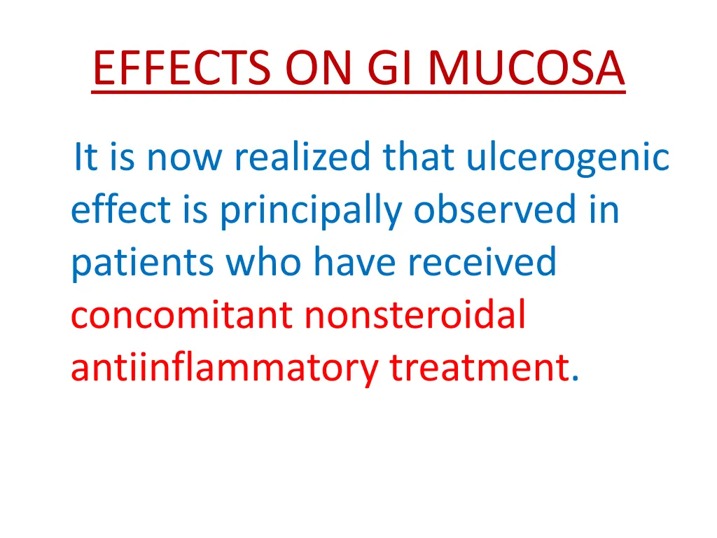 effects on gi mucosa