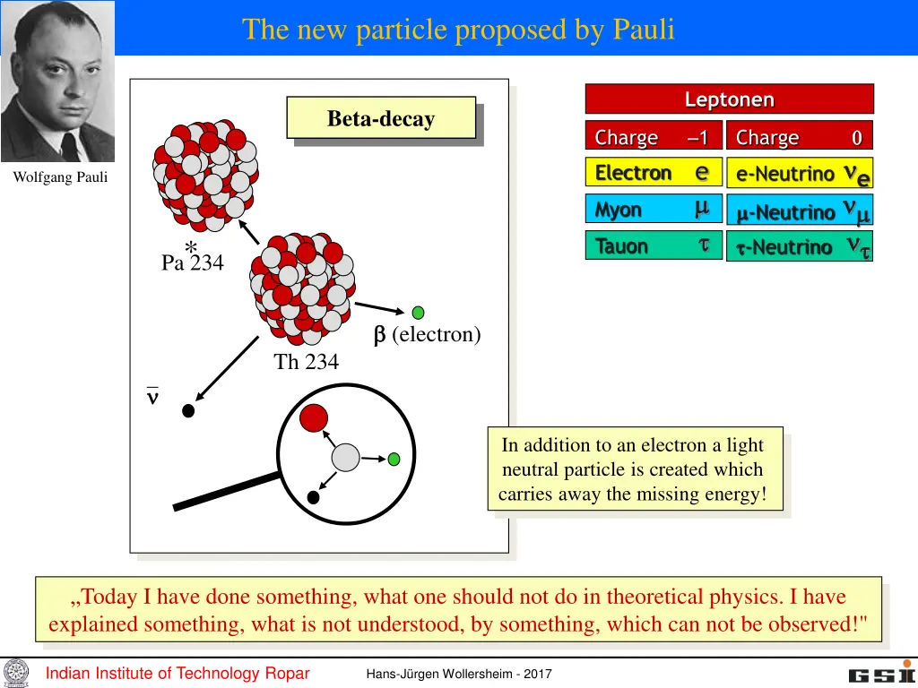the new particle proposed by pauli