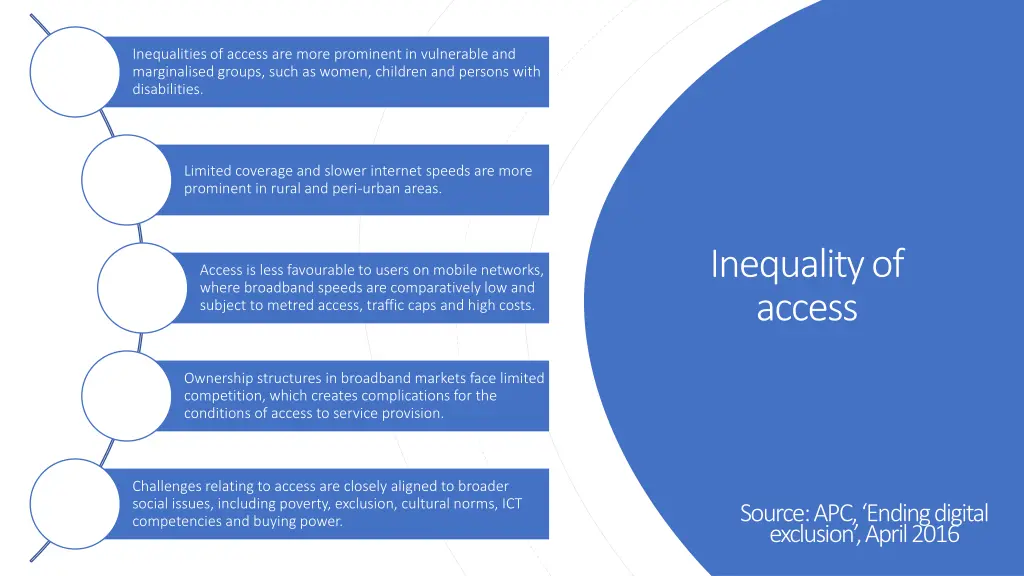inequalities of access are more prominent