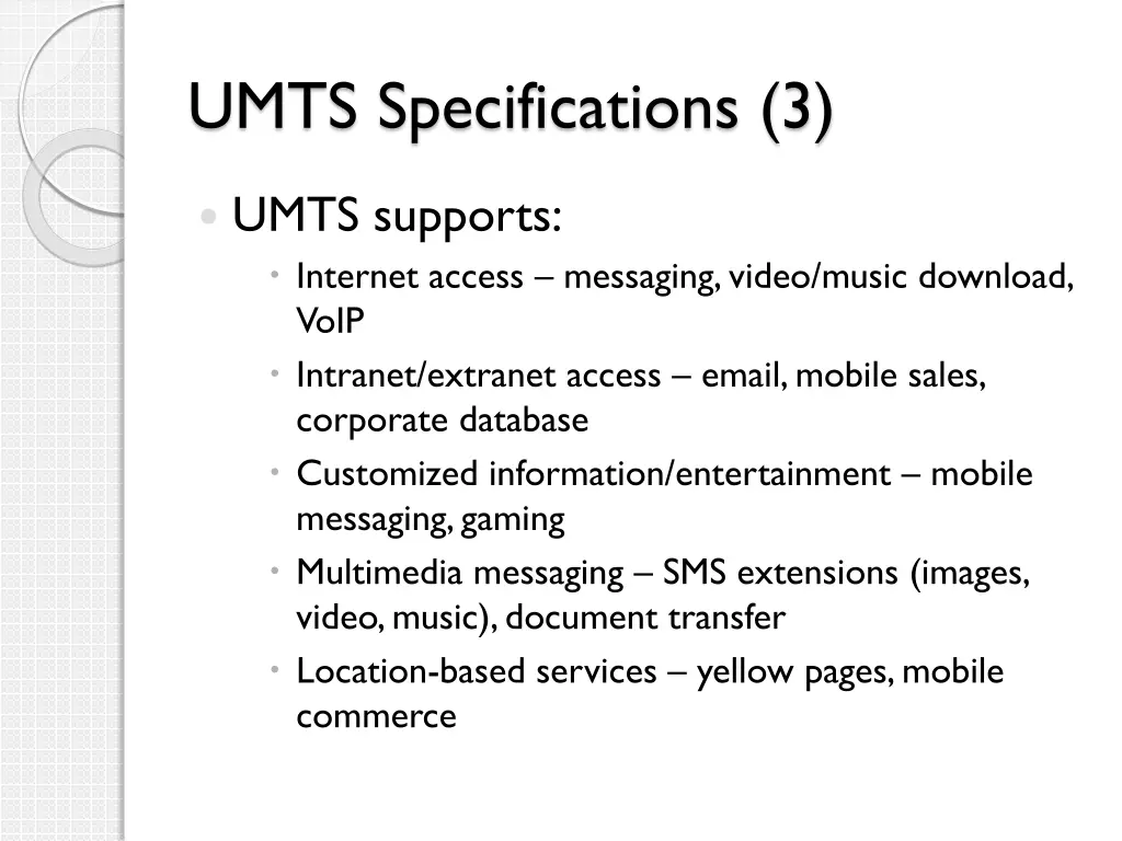 umts specifications 3