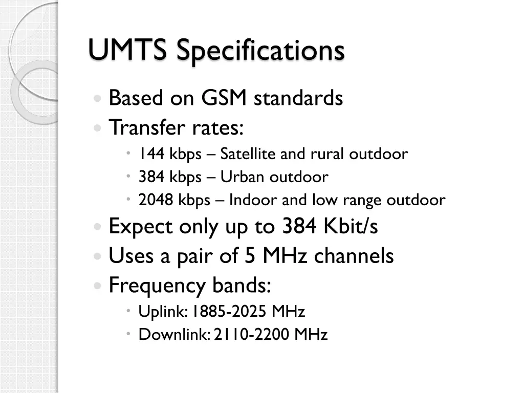 umts specifications