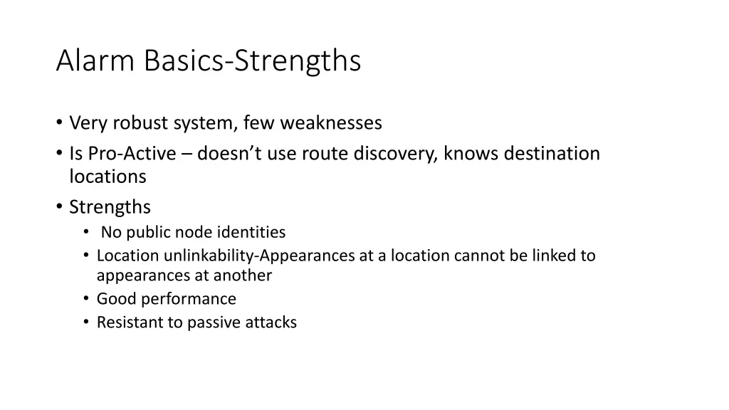 alarm basics strengths