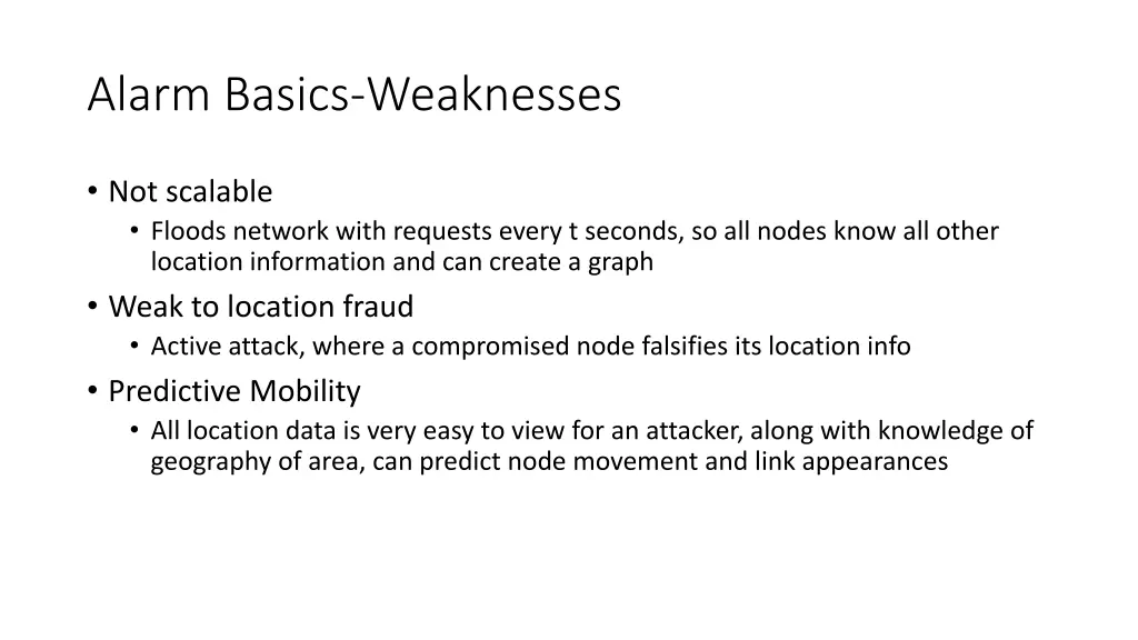 alarm basics weaknesses