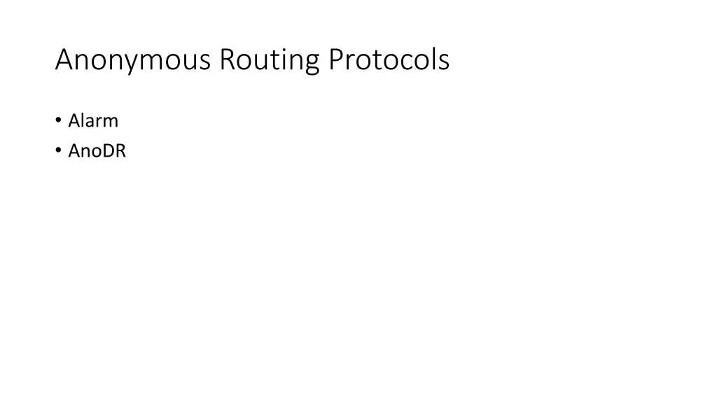anonymous routing protocols