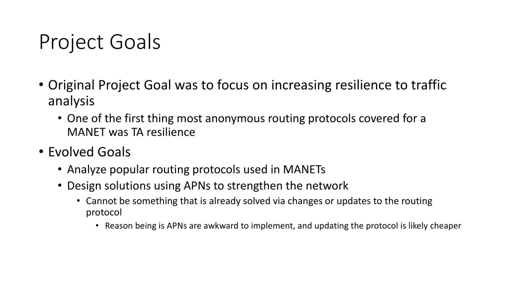 project goals 1