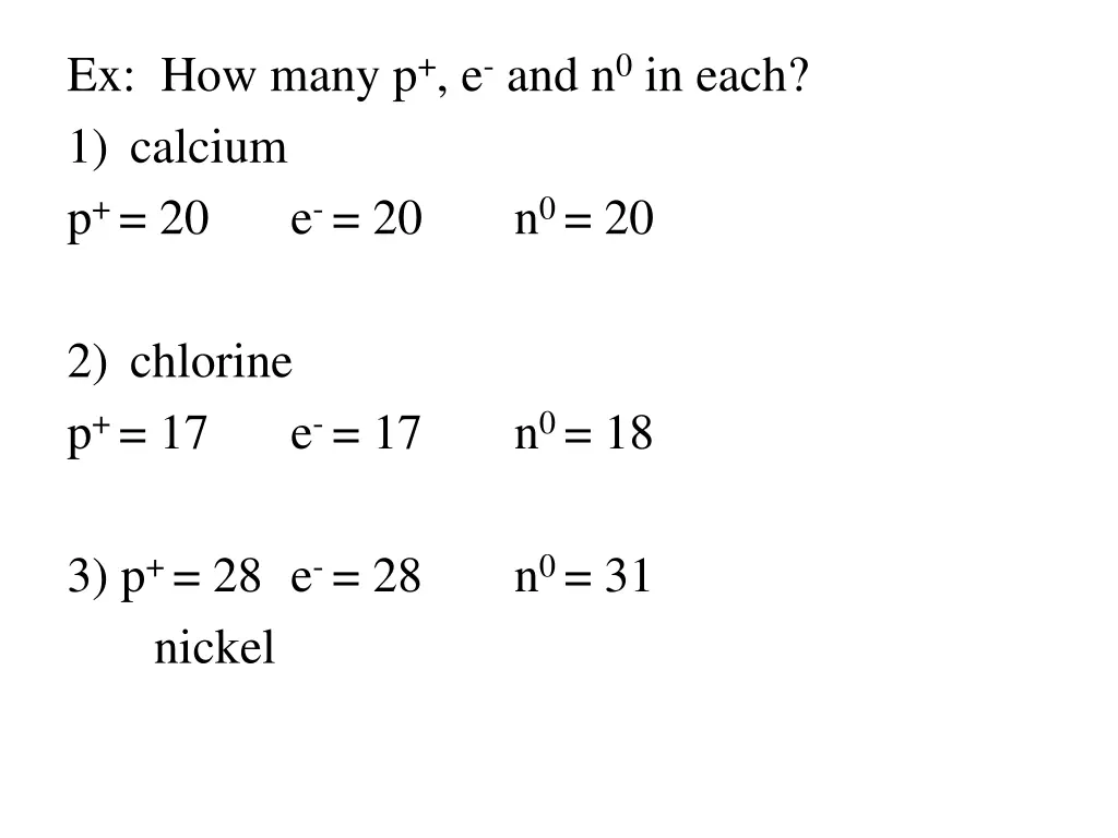 ex how many p e and n 0 in each 1 calcium