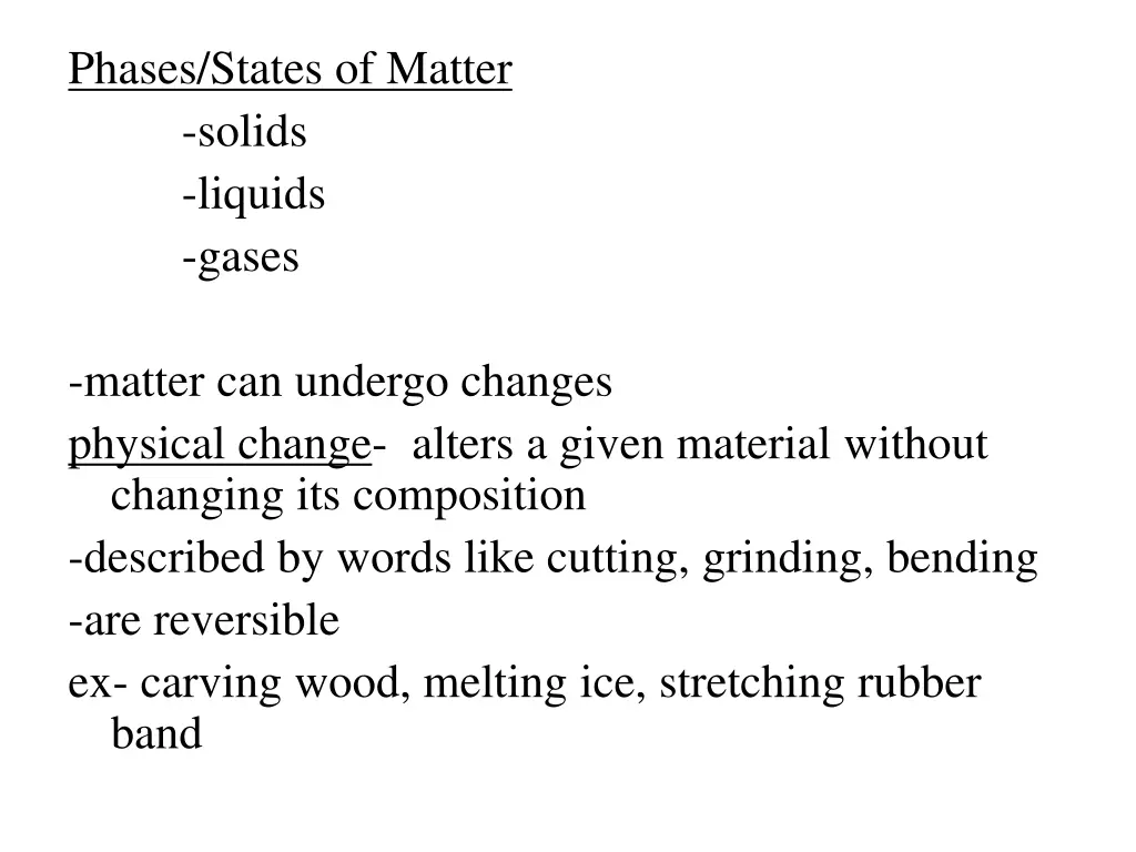 phases states of matter solids liquids gases
