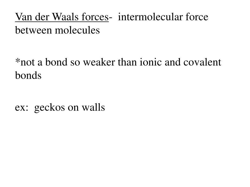 van der waals forces intermolecular force between