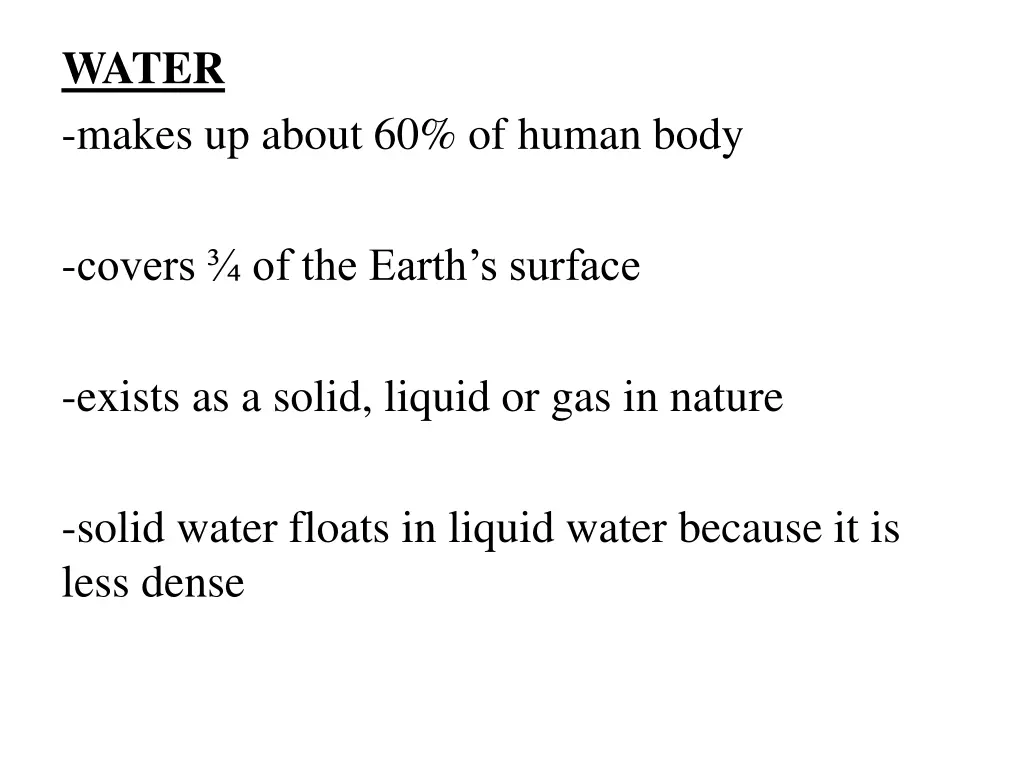 water makes up about 60 of human body