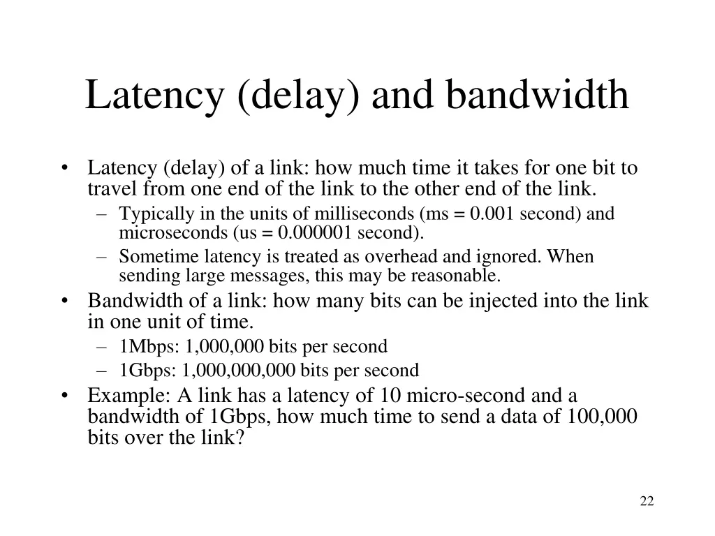 latency delay and bandwidth
