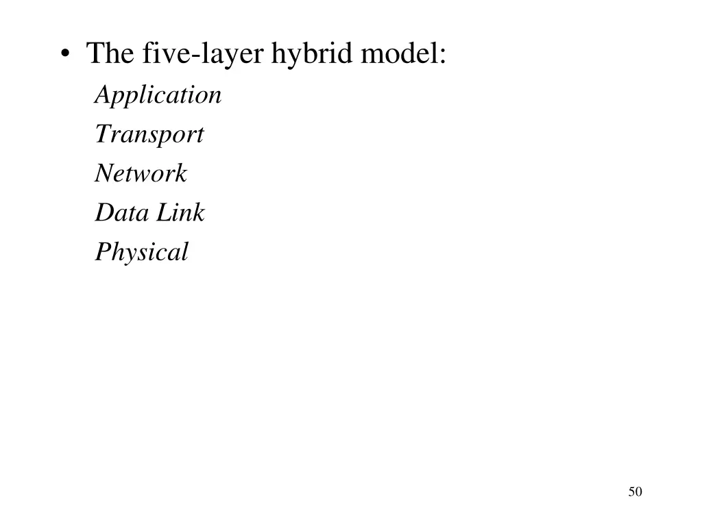 the five layer hybrid model application transport