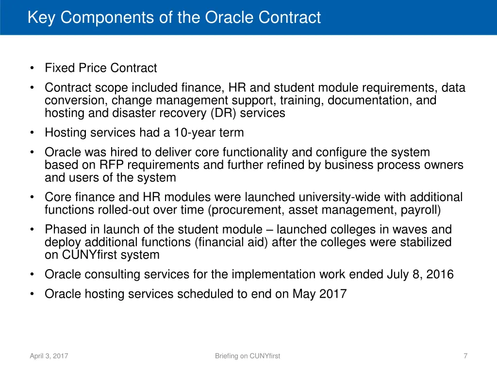 key components of the oracle contract