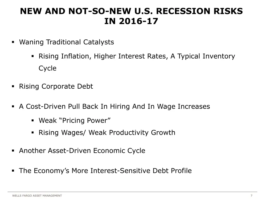 new and not so new u s recession risks in 2016 17