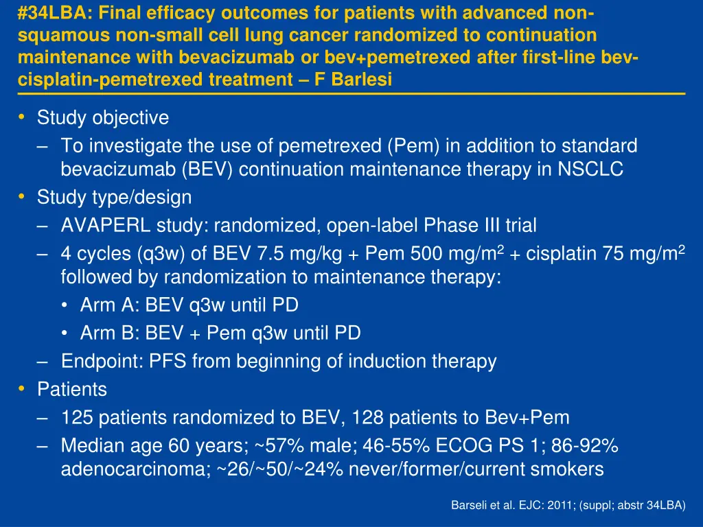 34lba final efficacy outcomes for patients with