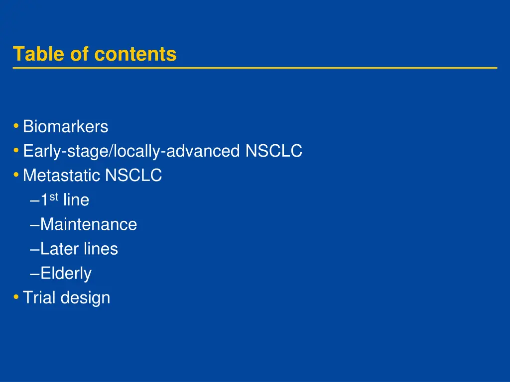 table of contents
