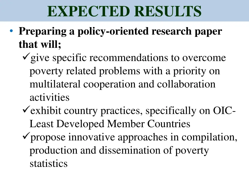 expected results preparing a policy oriented 1