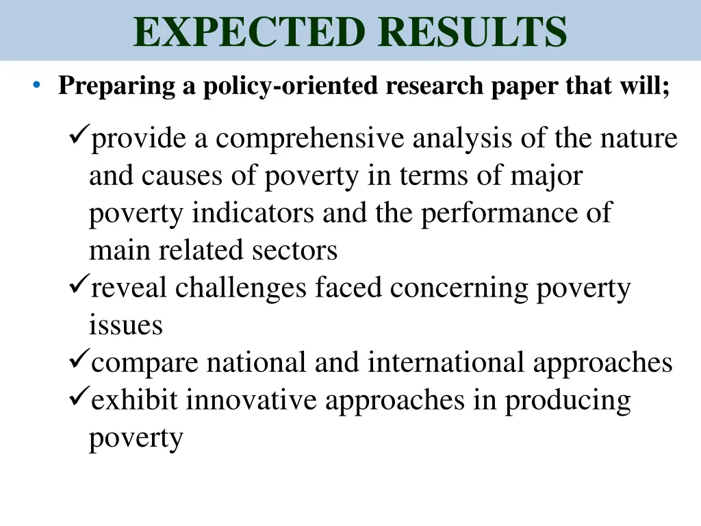 expected results preparing a policy oriented