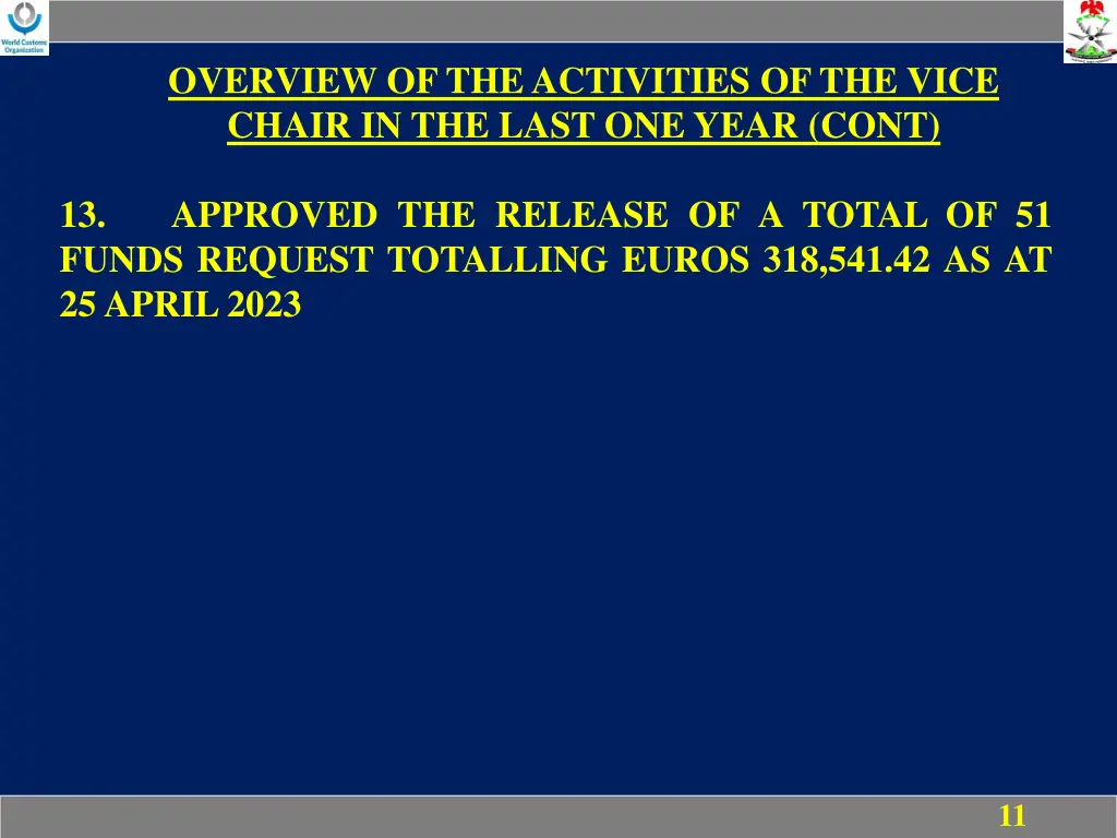overview of the activities of the vice chair 2