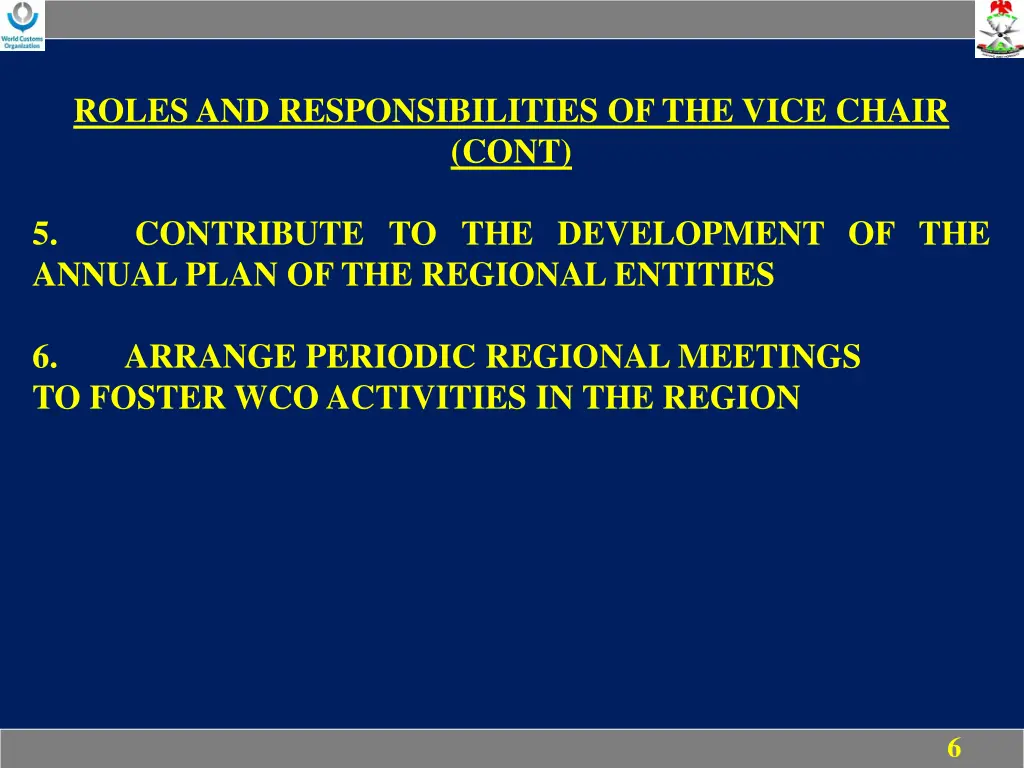 roles and responsibilities of the vice chair cont