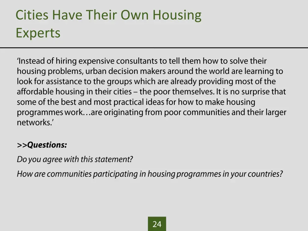 cities have their own housing experts