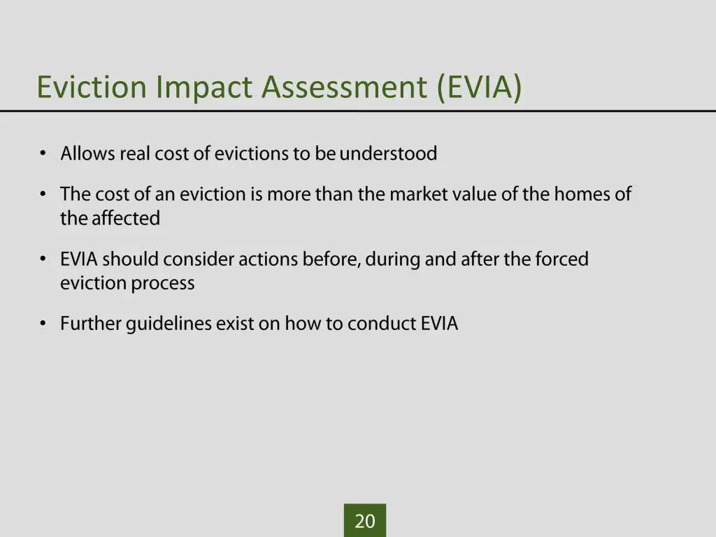 eviction impact assessment evia